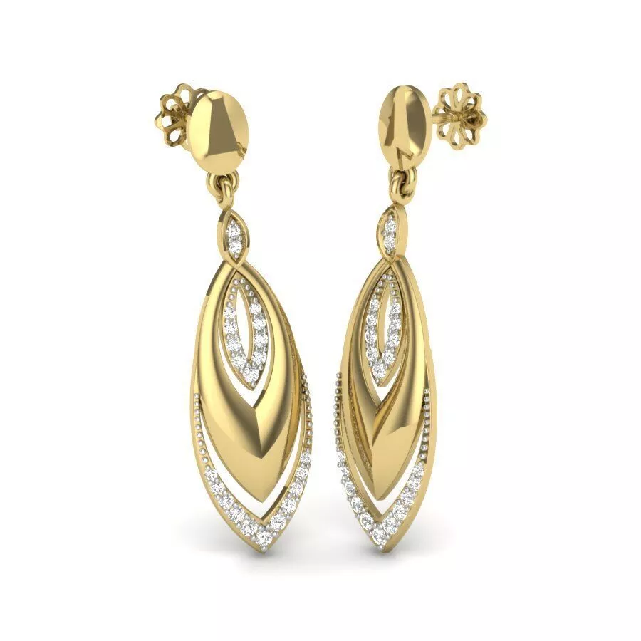 SILVER AND GOLD LONG EARRINGS 3D print model