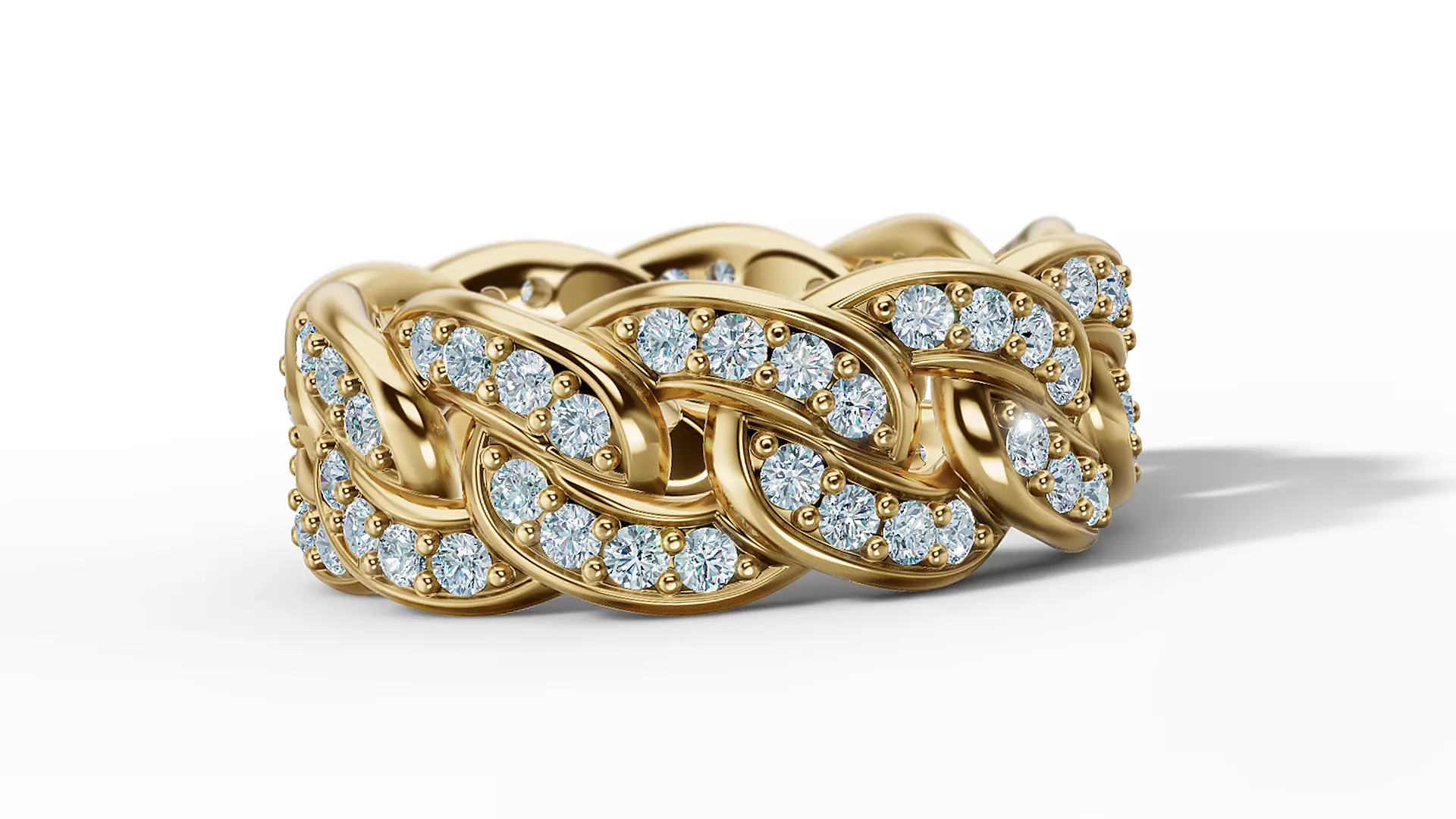 Diamond Cuban Ring Heavy Chain Ring 9mm wide Jewelry 3D print model