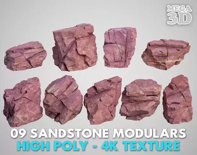 9 Modular Sandstones 3D Pack B 260616