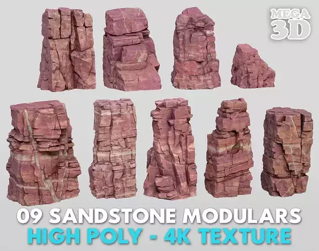9 Modular Sandstones 3D Pack C 260616