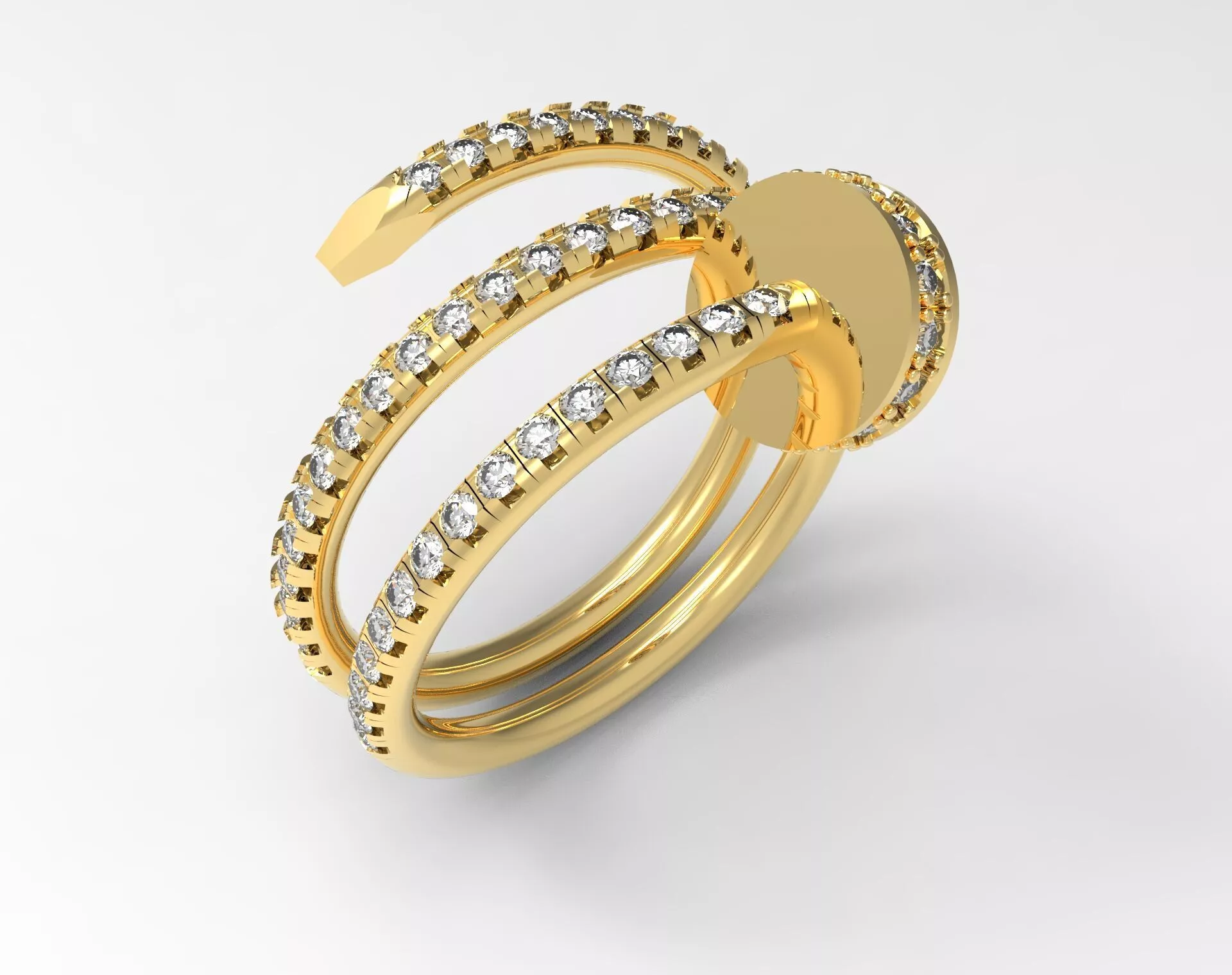 Nail Double Spiral Ring 3D print model
