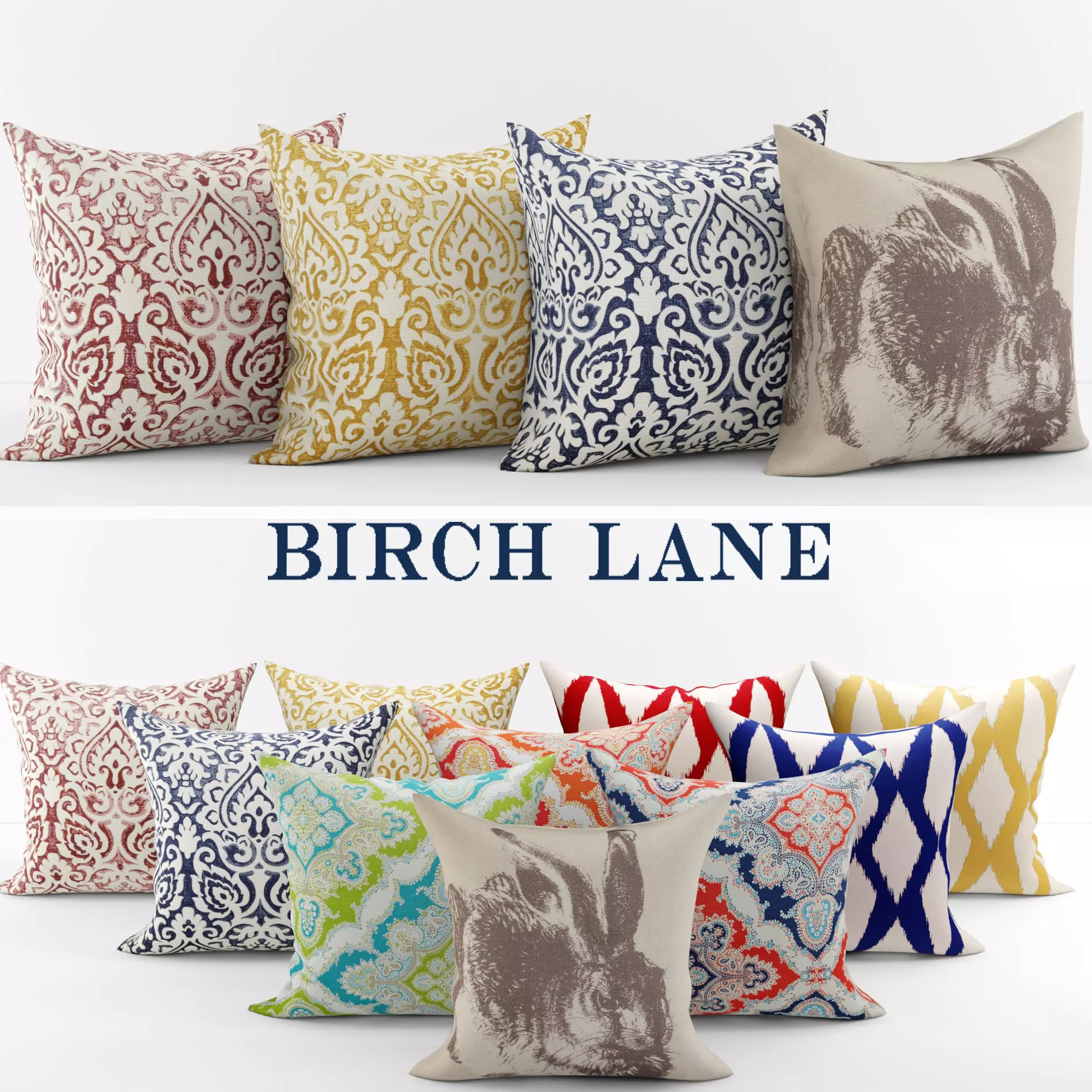 Collection of decorative pillows Birch Line 3D model_0