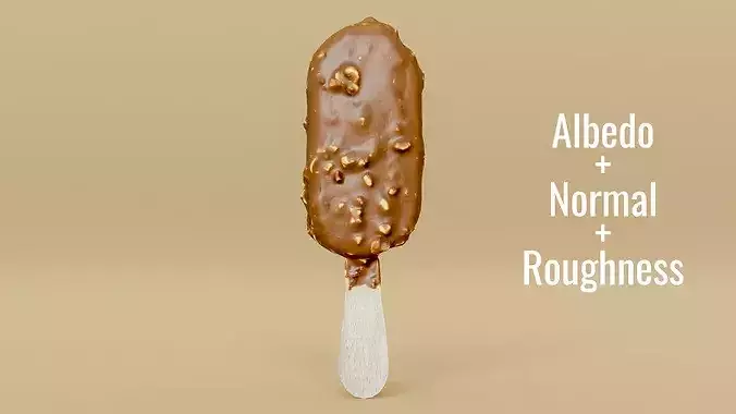 3D Scanned Chocolate Almond Ice Cream Stick  Photogrammetry Low-poly 3D model 6