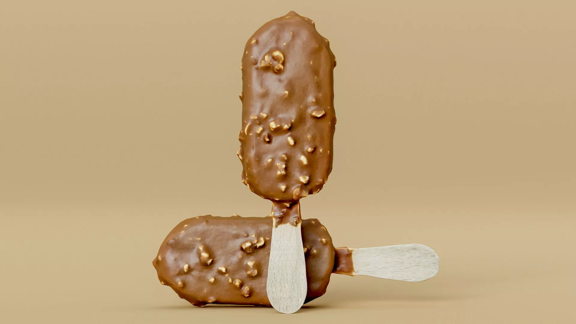 3D Scanned Chocolate Almond Ice Cream Stick Photogrammetry Low-poly 3D model