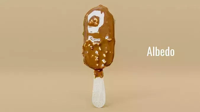 3D Scanned Chocolate Almond Ice Cream Stick  Photogrammetry Low-poly 3D model 4