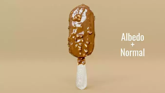 3D Scanned Chocolate Almond Ice Cream Stick  Photogrammetry Low-poly 3D model 5