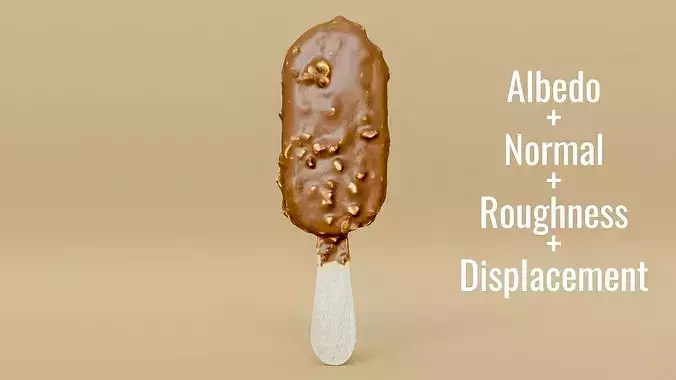 3D Scanned Chocolate Almond Ice Cream Stick  Photogrammetry Low-poly 3D model 7