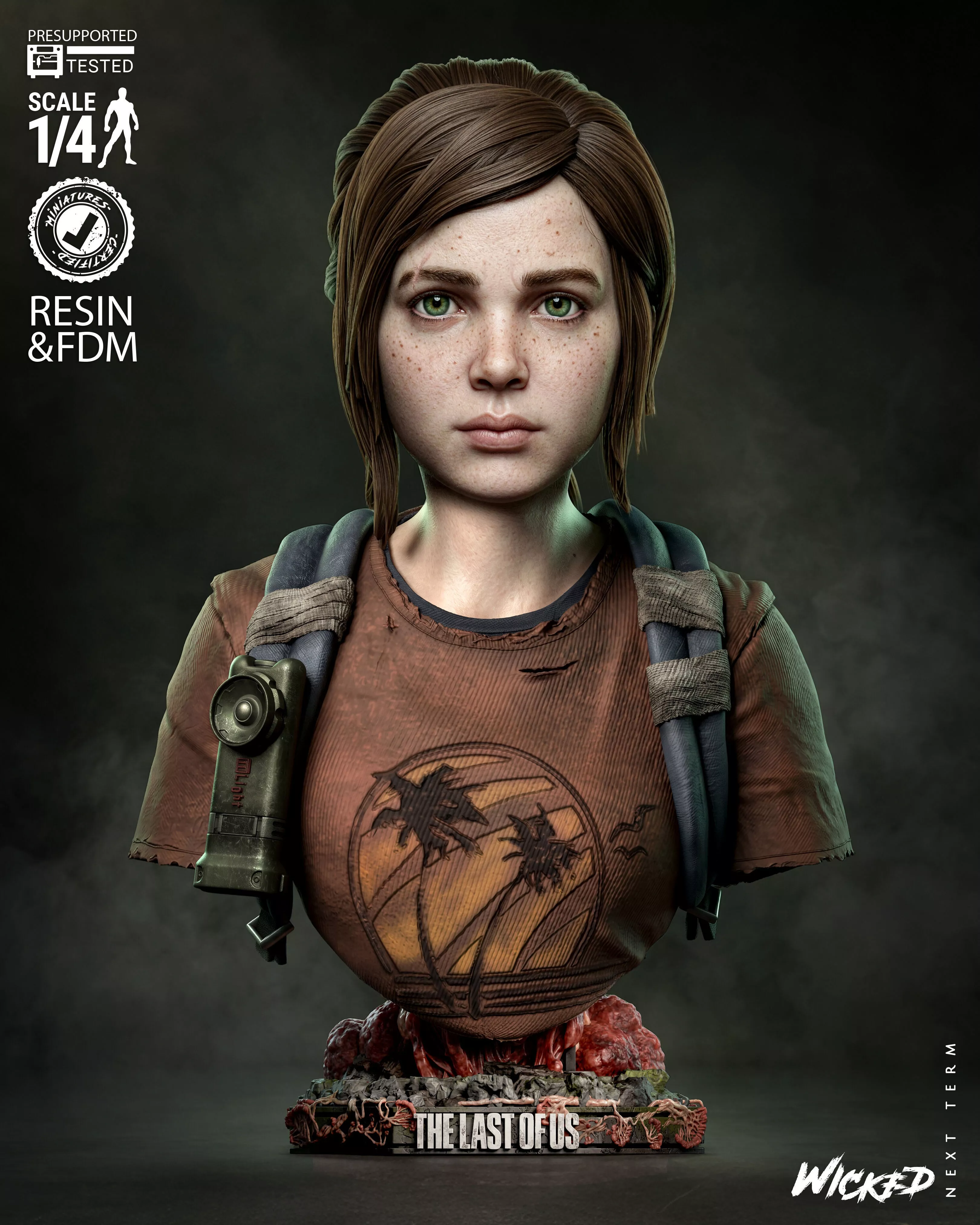 Wicked Video Games Ellie Portrait Bust 3D print model