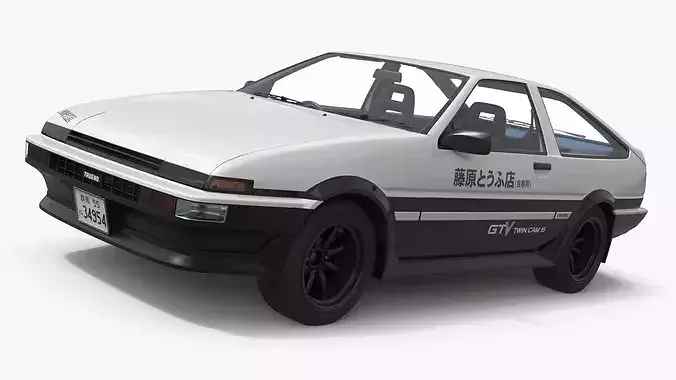 Toyota AE86 Trueno White 3D model 2