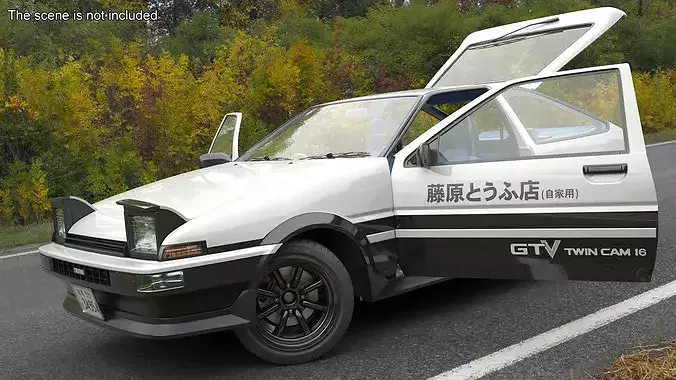 Toyota AE86 Trueno White 3D model 4