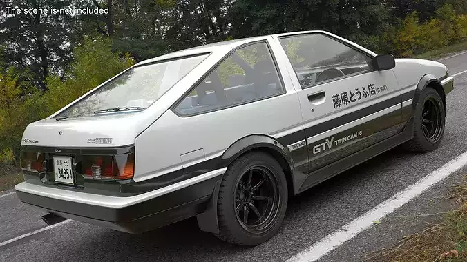Toyota AE86 Trueno White 3D model 3