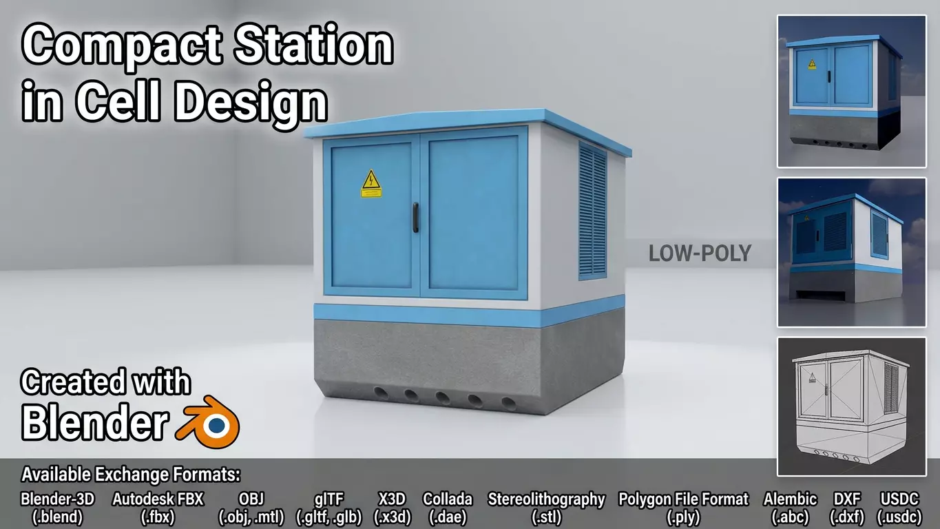 Compact Station Cell Design Low-poly 3D model