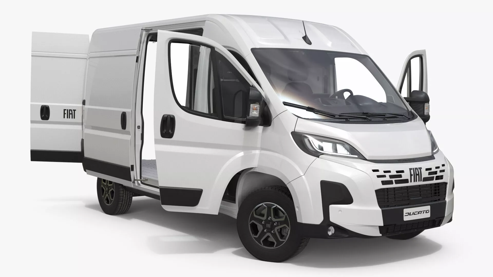 White Fiat Ducato Small Van 2025 Rigged for Cinema 4D 3D model