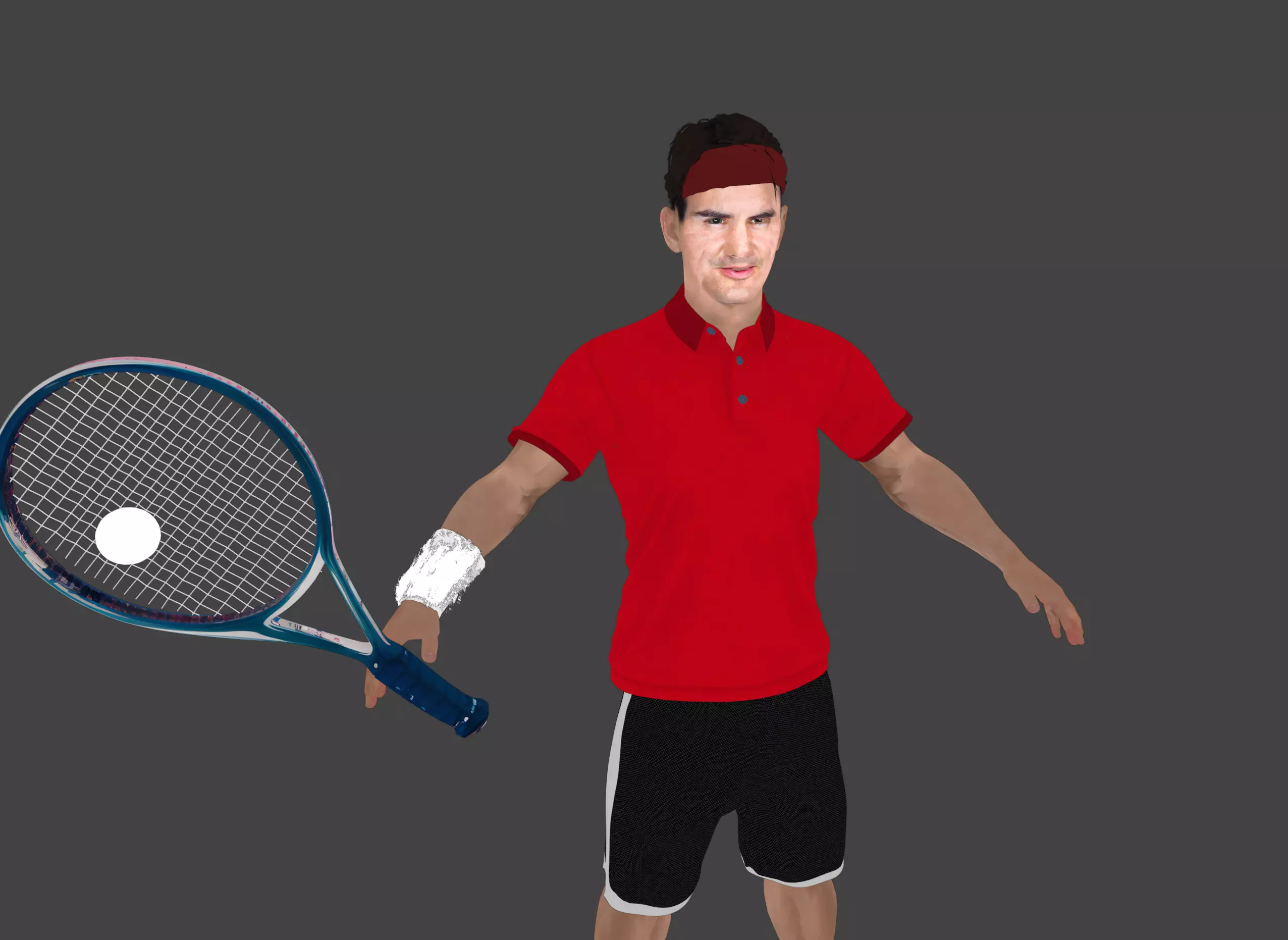tennis roger federer 3D model