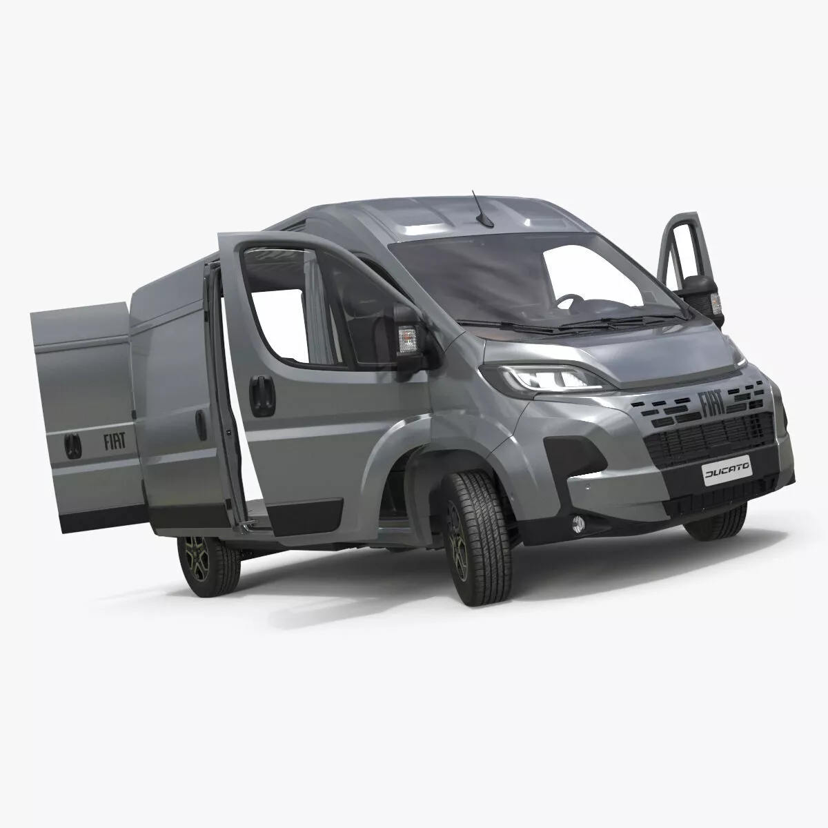 Gray Fiat Ducato Small Van 2025 Rigged for Cinema 4D 3D model