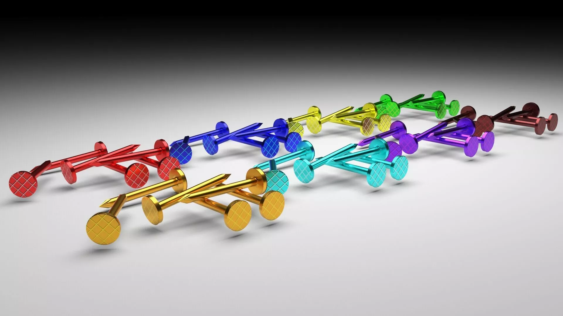 Colored Nails Set 3D model