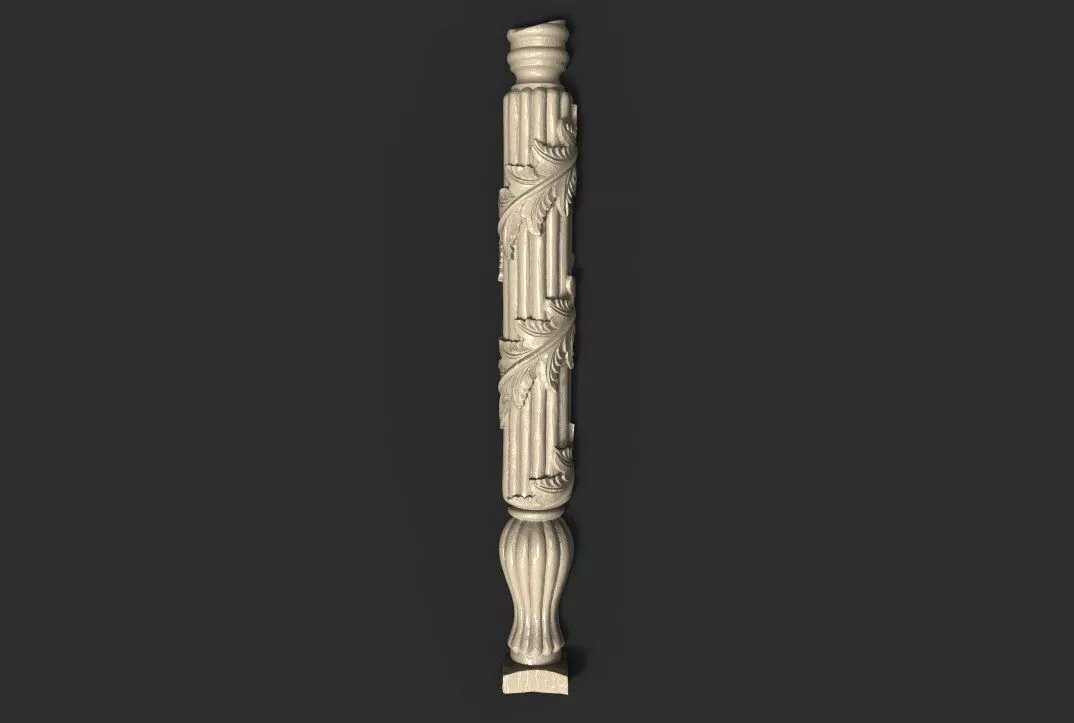 Classic Ornate Fluted Column and Acanthus Leaf Baluster 3D model