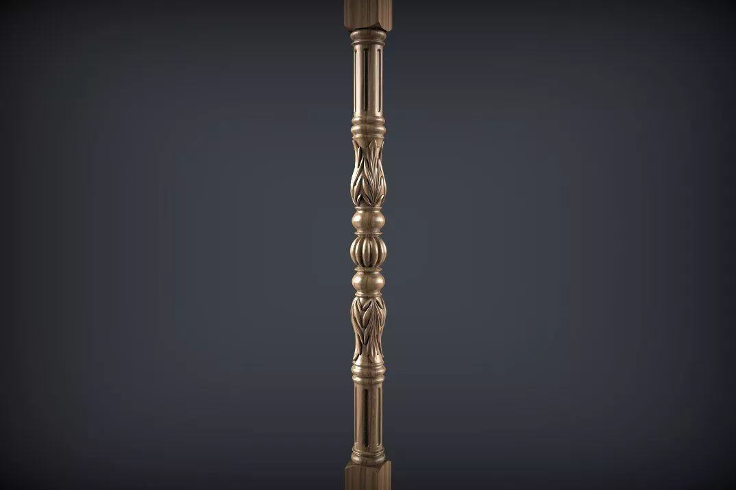 Classic Symmetrical Baluster and Ornate Fluted Stair Spindle 3D model