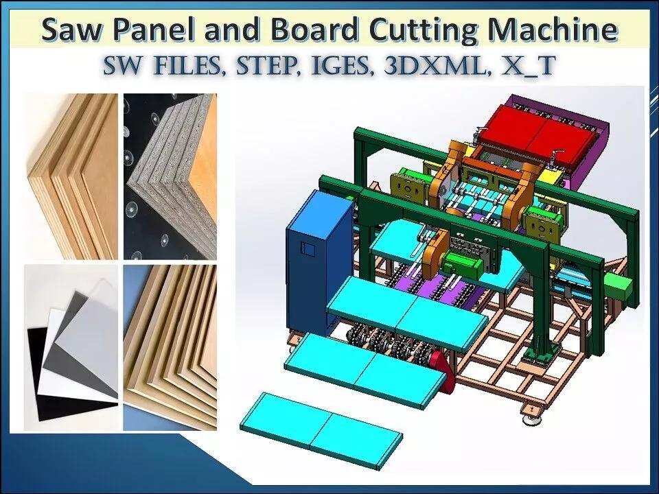 PLC Controlled Saw Panel and Board Cutting Machine 3D CAD Model 3D model