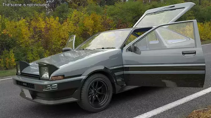 Retro Sport Hatchback 1980s Grey Simplified 3D model 4