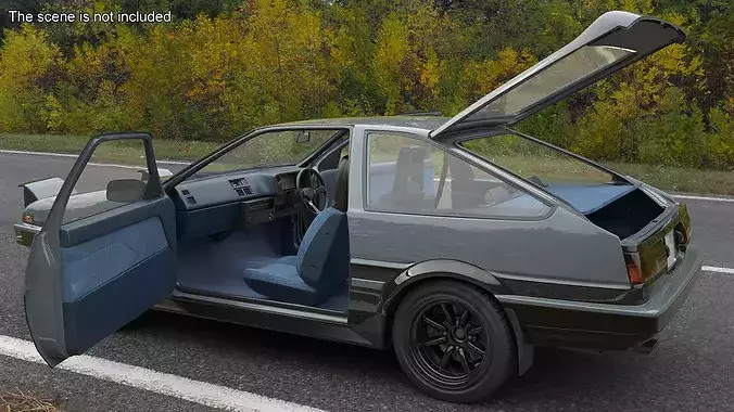 Retro Sport Hatchback 1980s Grey Simplified 3D model 5