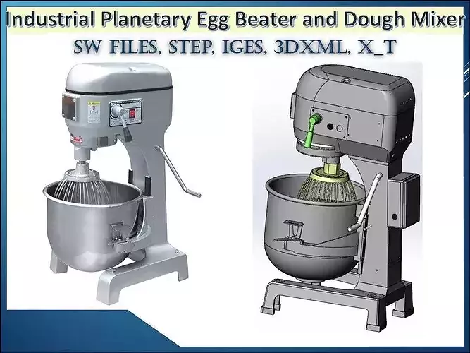 Industrial Planetary Egg Beater and Dough Mixer 3D CAD Model 3D model