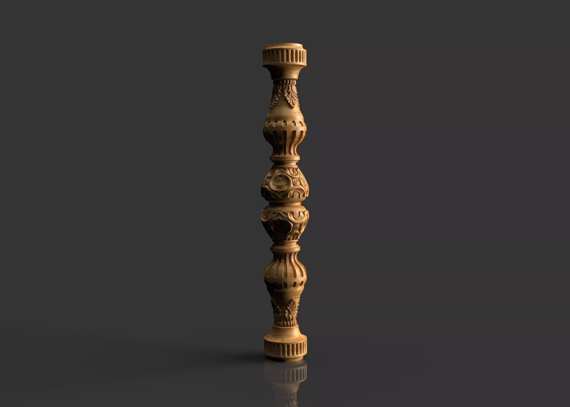 Ornate Symmetrical Baluster and Royal Turned Stair Spindle 3D model