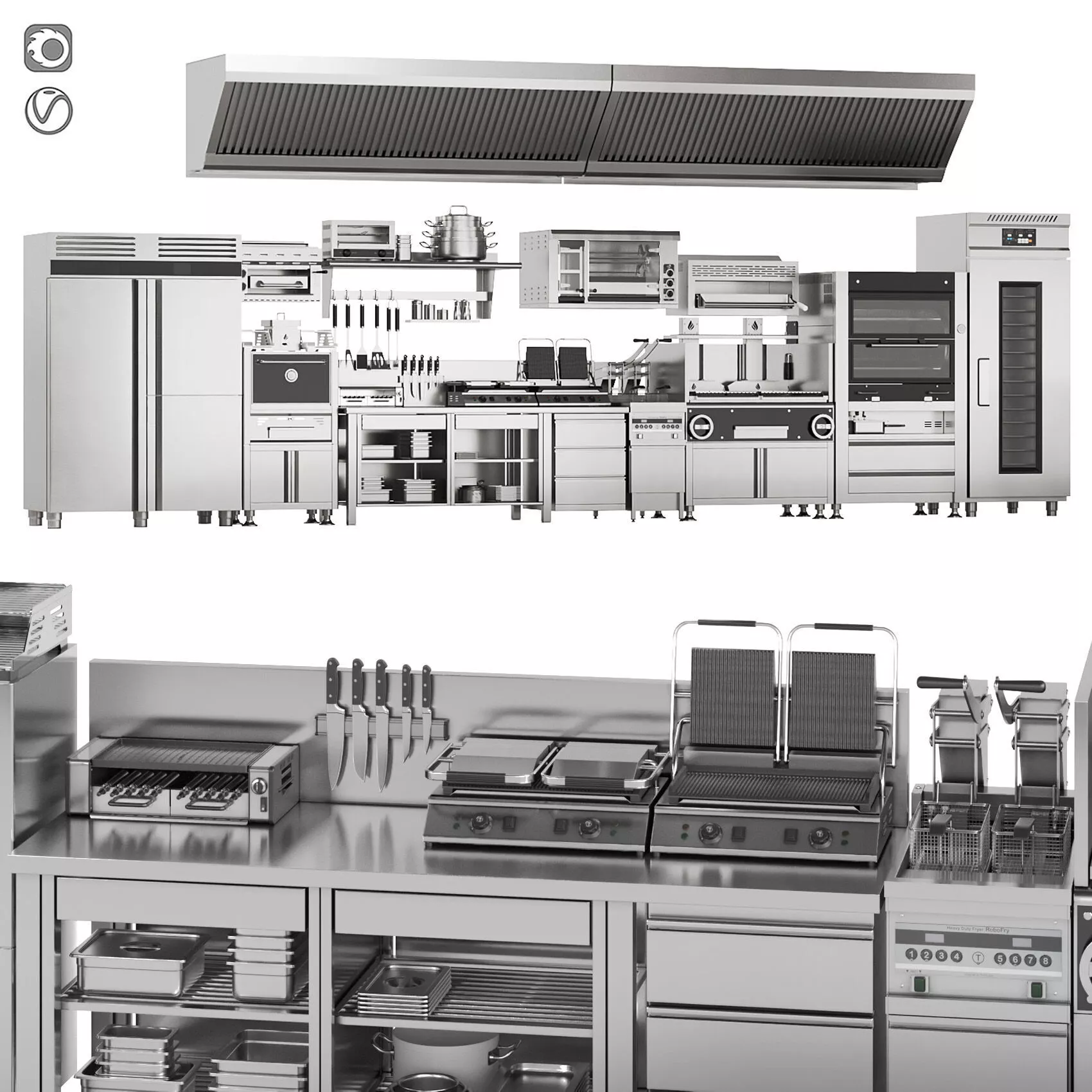 A set of equipment for cafes and restaurants 3D model
