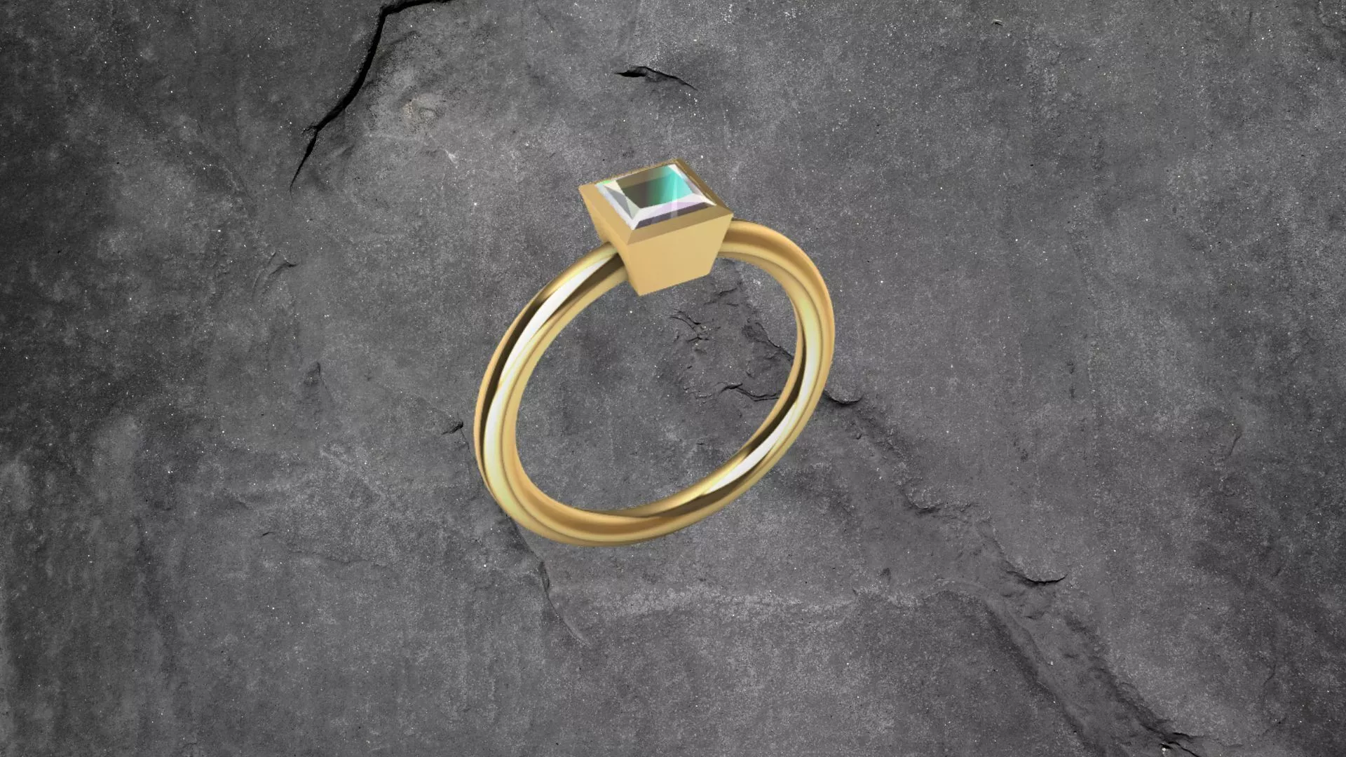 Square Gemstone Ring 3D print model