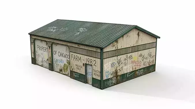 Derelict farm maintenance shed