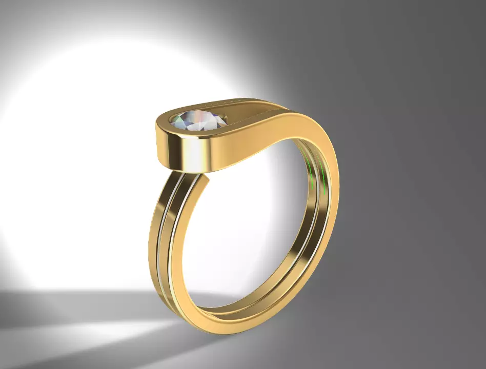 Asymmetric Solitaire Ring 3D print model