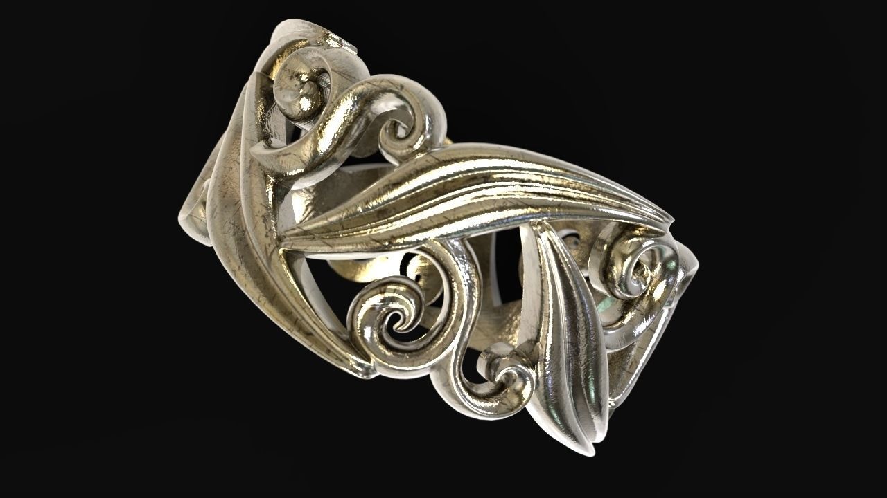 Ring with floral ornament 3D print model 3D print model_6