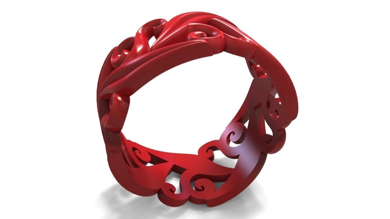Ring with floral ornament 3D print model 3D print model_11