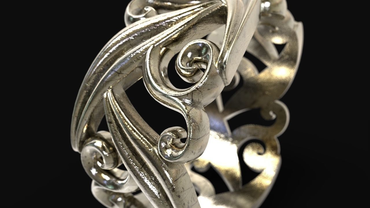 Ring with floral ornament 3D print model 3D print model_1