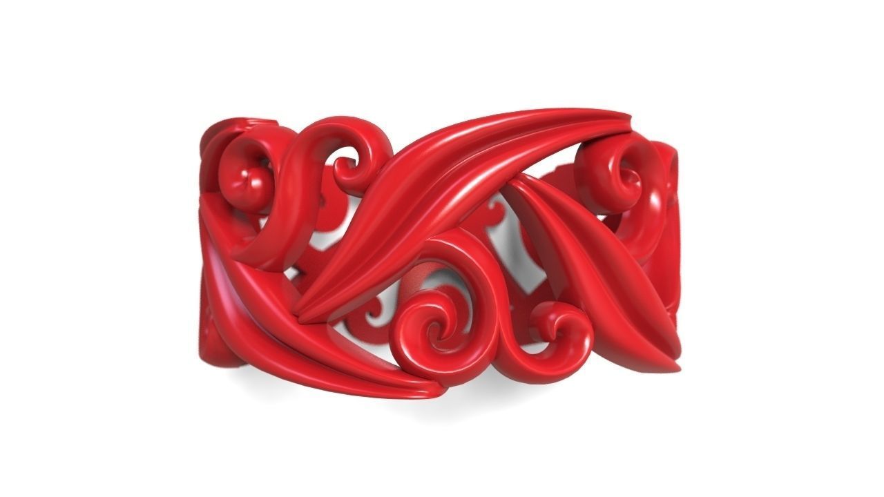 Ring with floral ornament 3D print model 3D print model_13