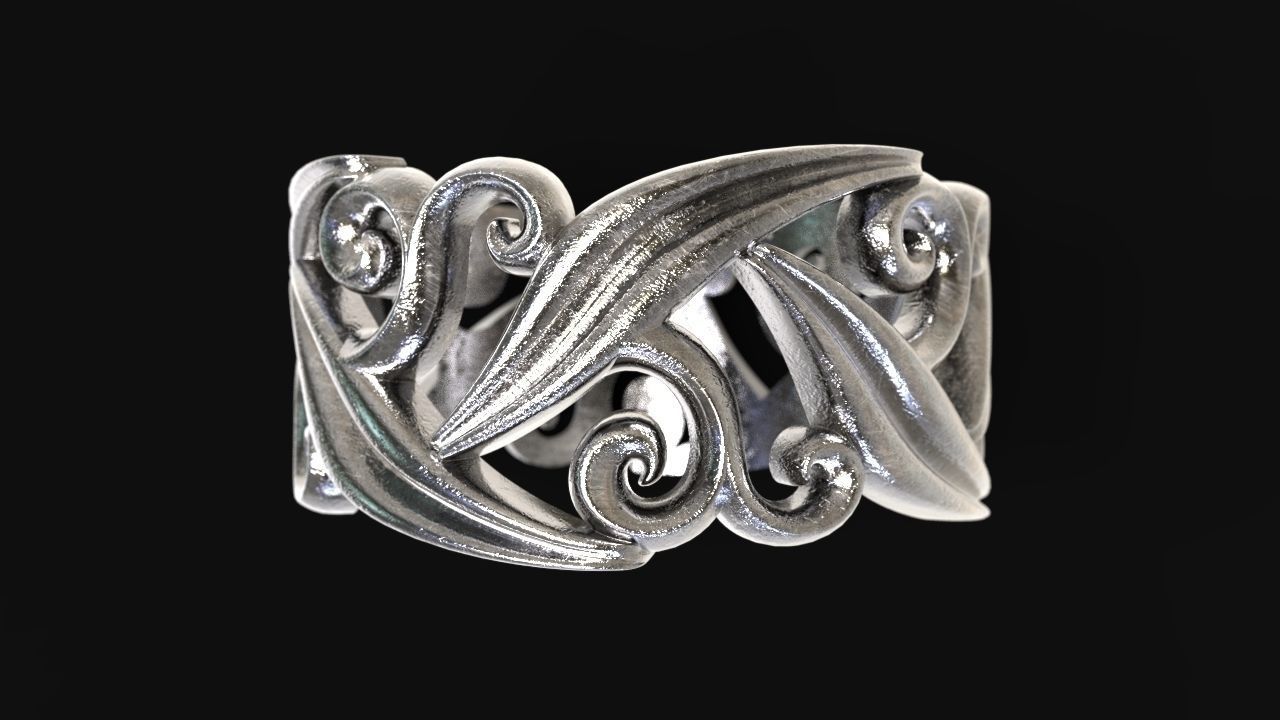 Ring with floral ornament 3D print model 3D print model_4