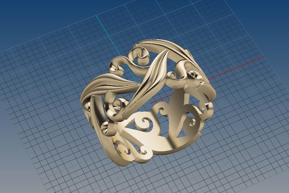 Ring with floral ornament 3D print model 3D print model_18