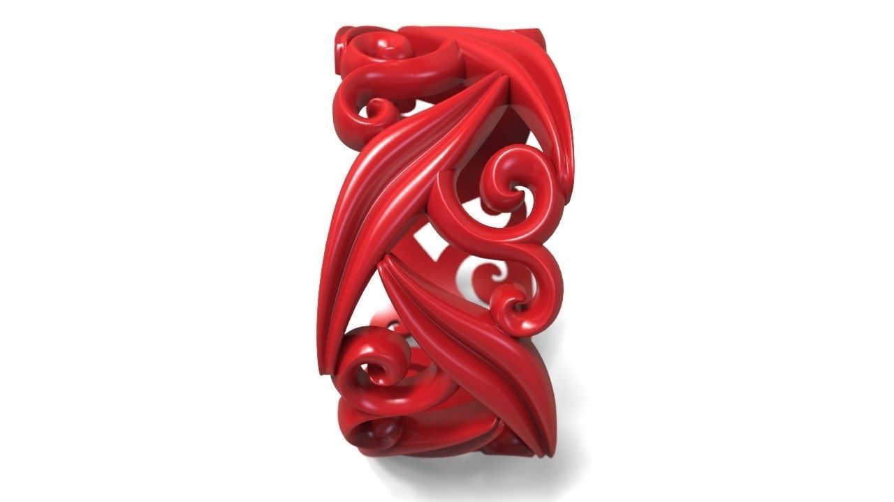 Ring with floral ornament 3D print model 3D print model_12
