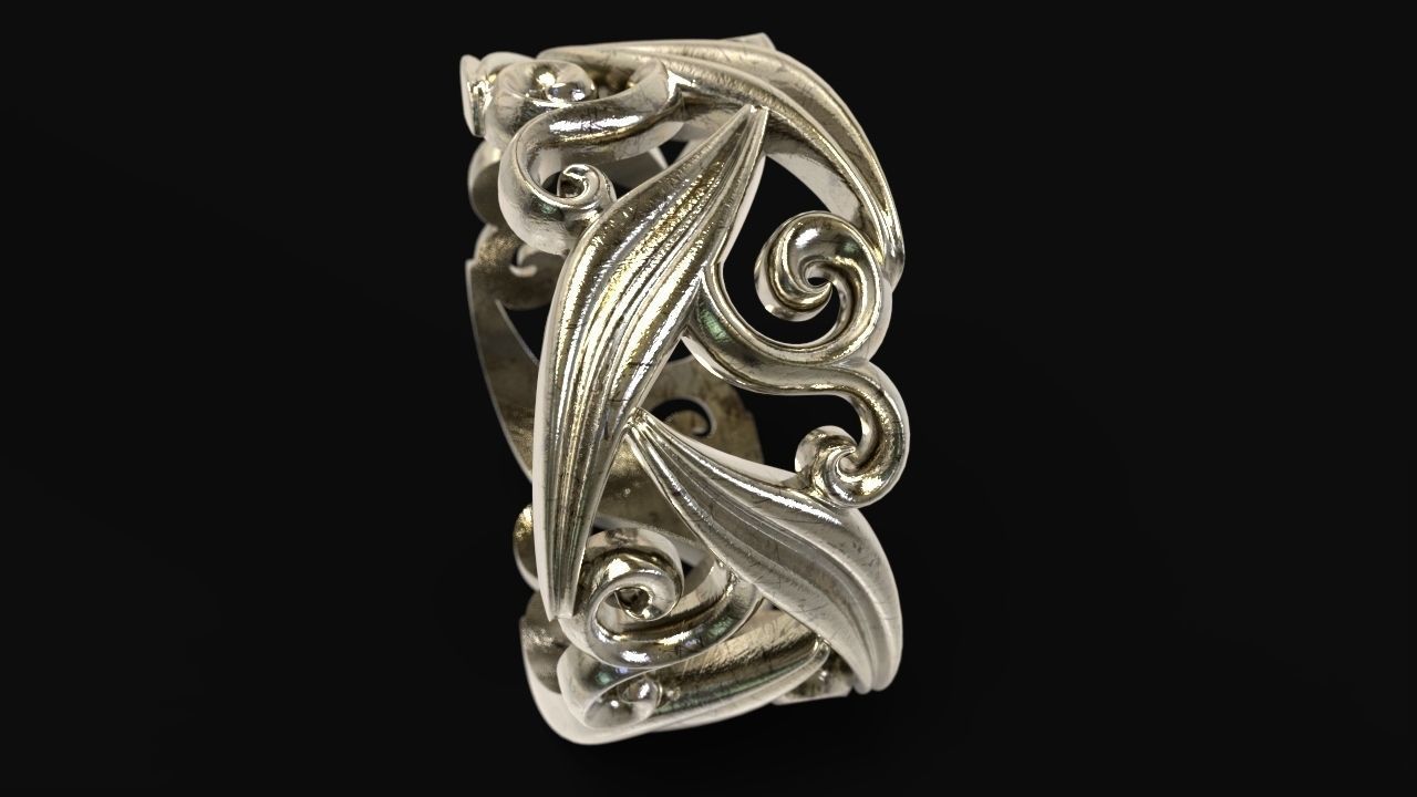 Ring with floral ornament 3D print model 3D print model_7