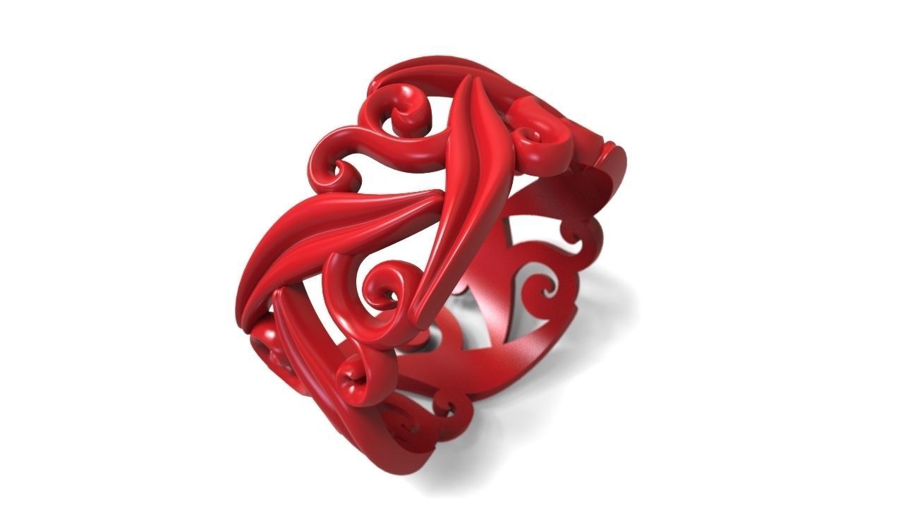 Ring with floral ornament 3D print model 3D print model_10