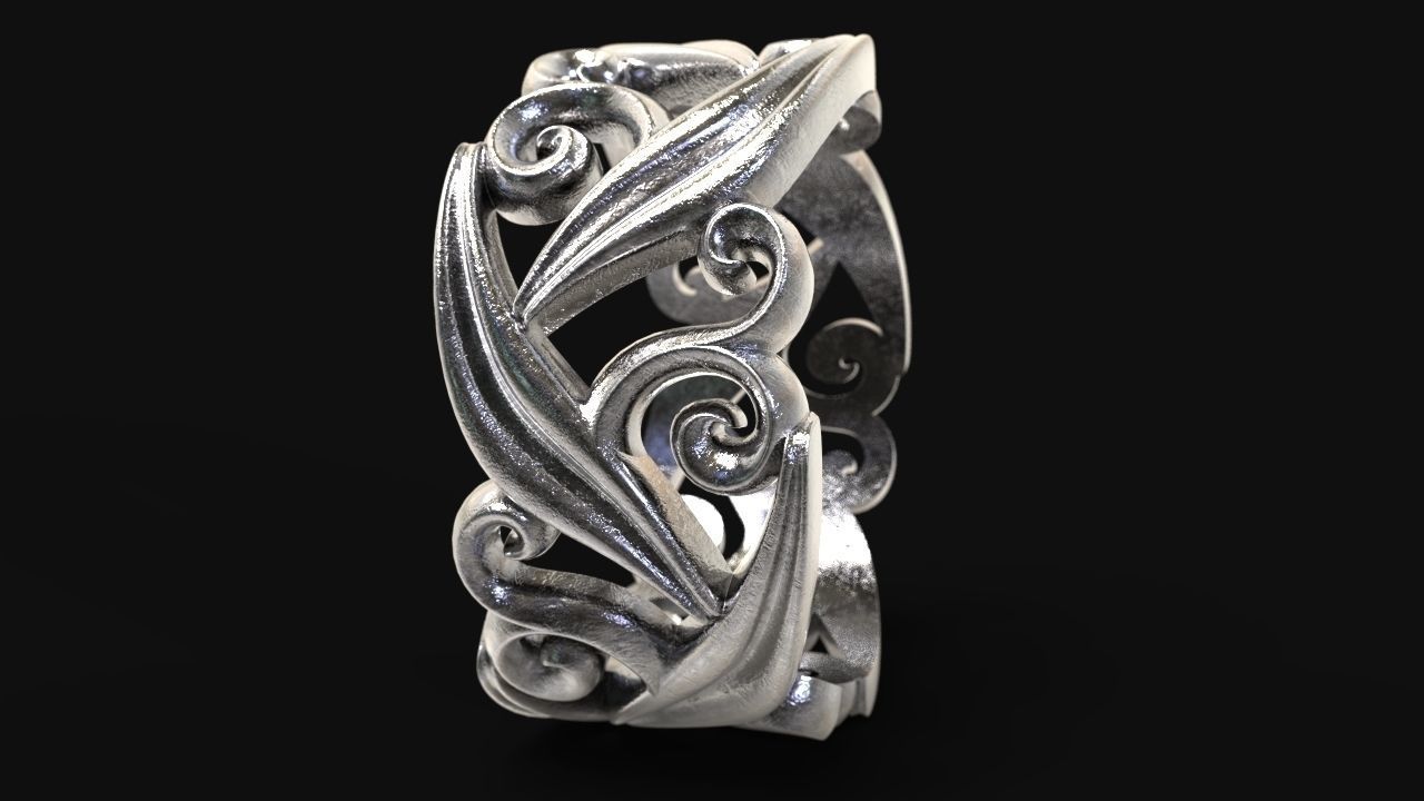 Ring with floral ornament 3D print model 3D print model_3