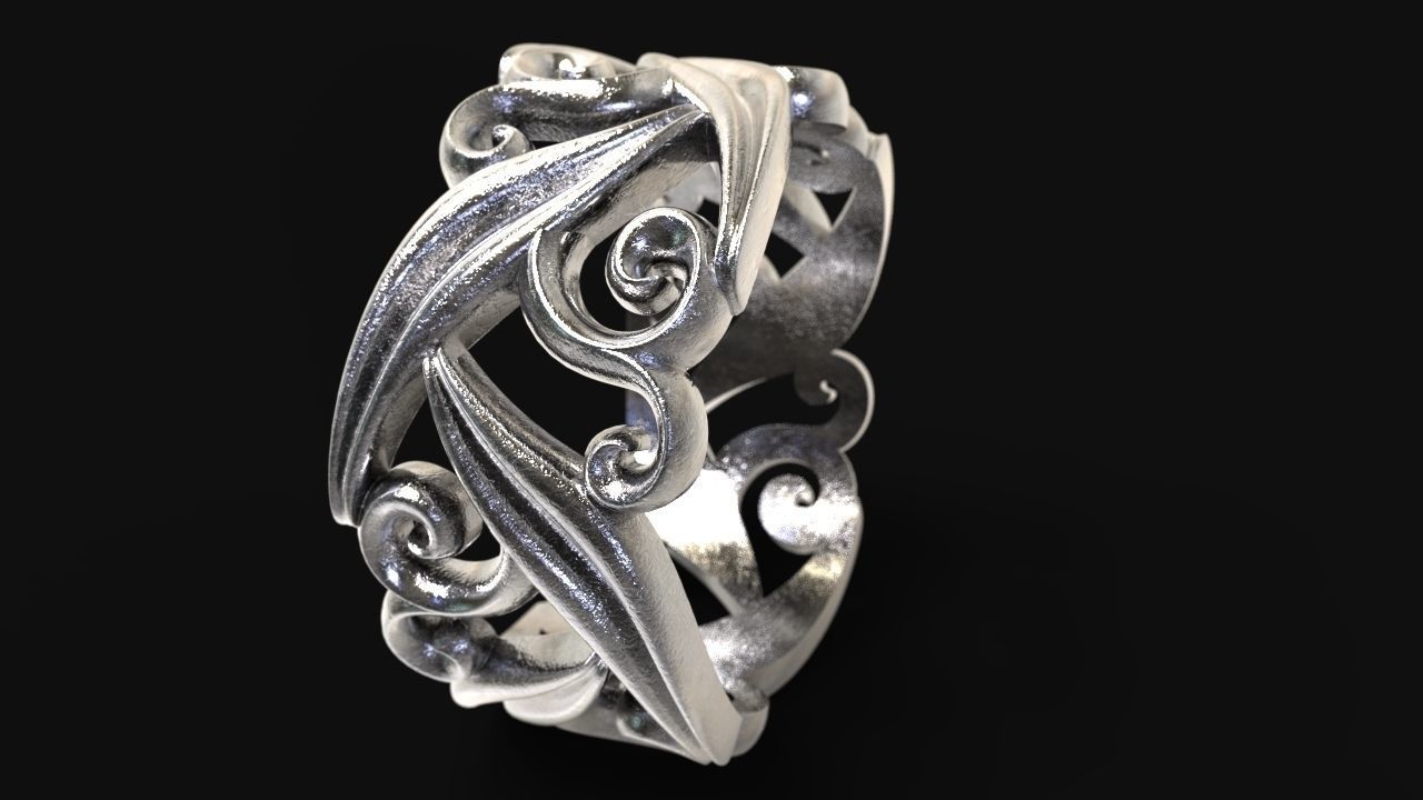 Ring with floral ornament 3D print model 3D print model_2