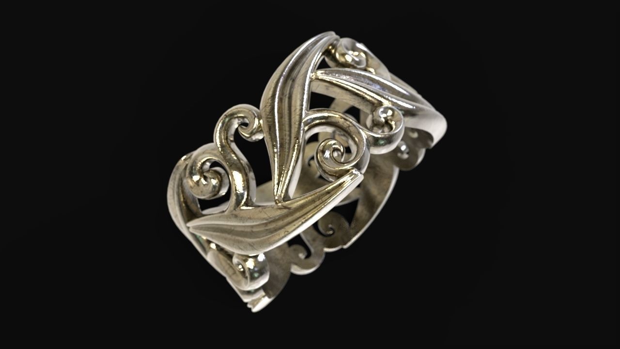 Ring with floral ornament 3D print model 3D print model_8