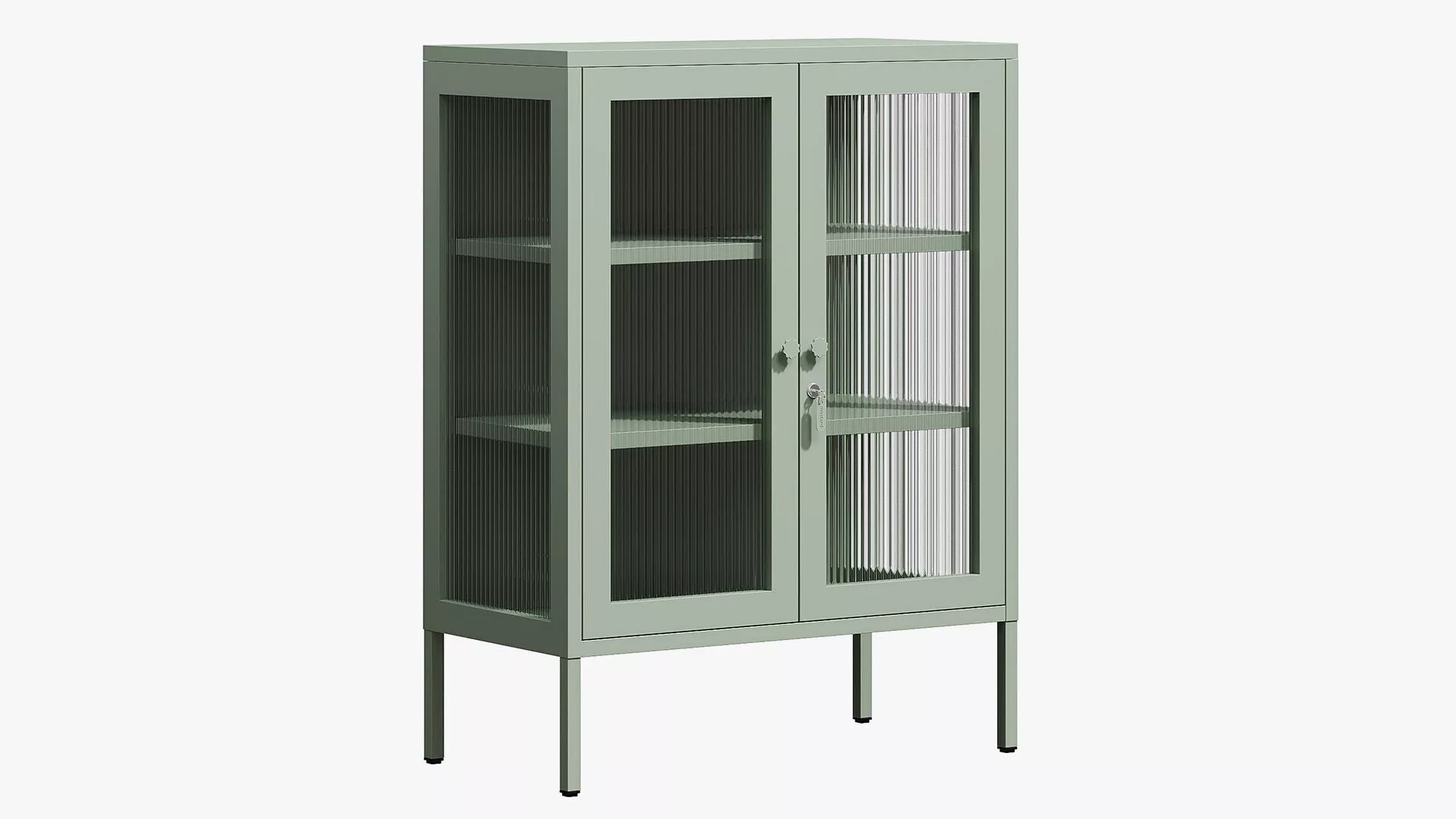 Metal Display Cabinet with ribbed glass and shaped handle 100 3D model