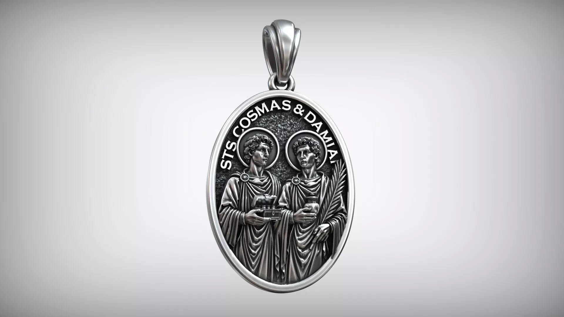 Saints Cosmas and Damian Christian Patron Medallion 3D print model