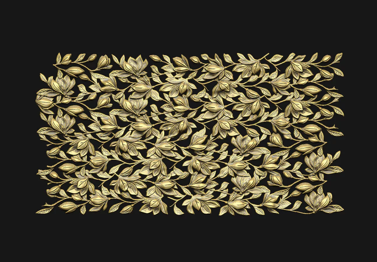 magnolia-pattern-3d seamless-magnolia-relief 3D print model