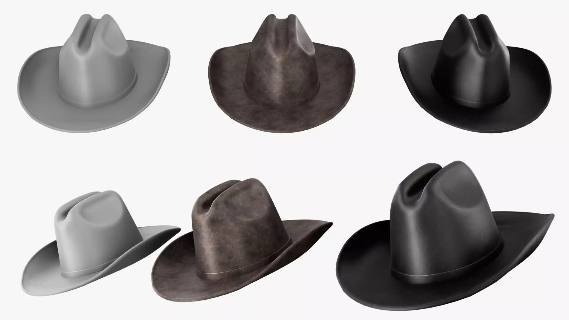 Western Style Leather Cowboy Hats 3D model