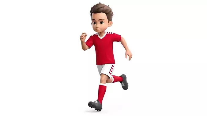Stylized Cartoon Soccer Boy Character Rigged  Animated