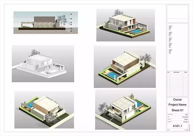 Modern Luxury Villa with Pool 3D model 2