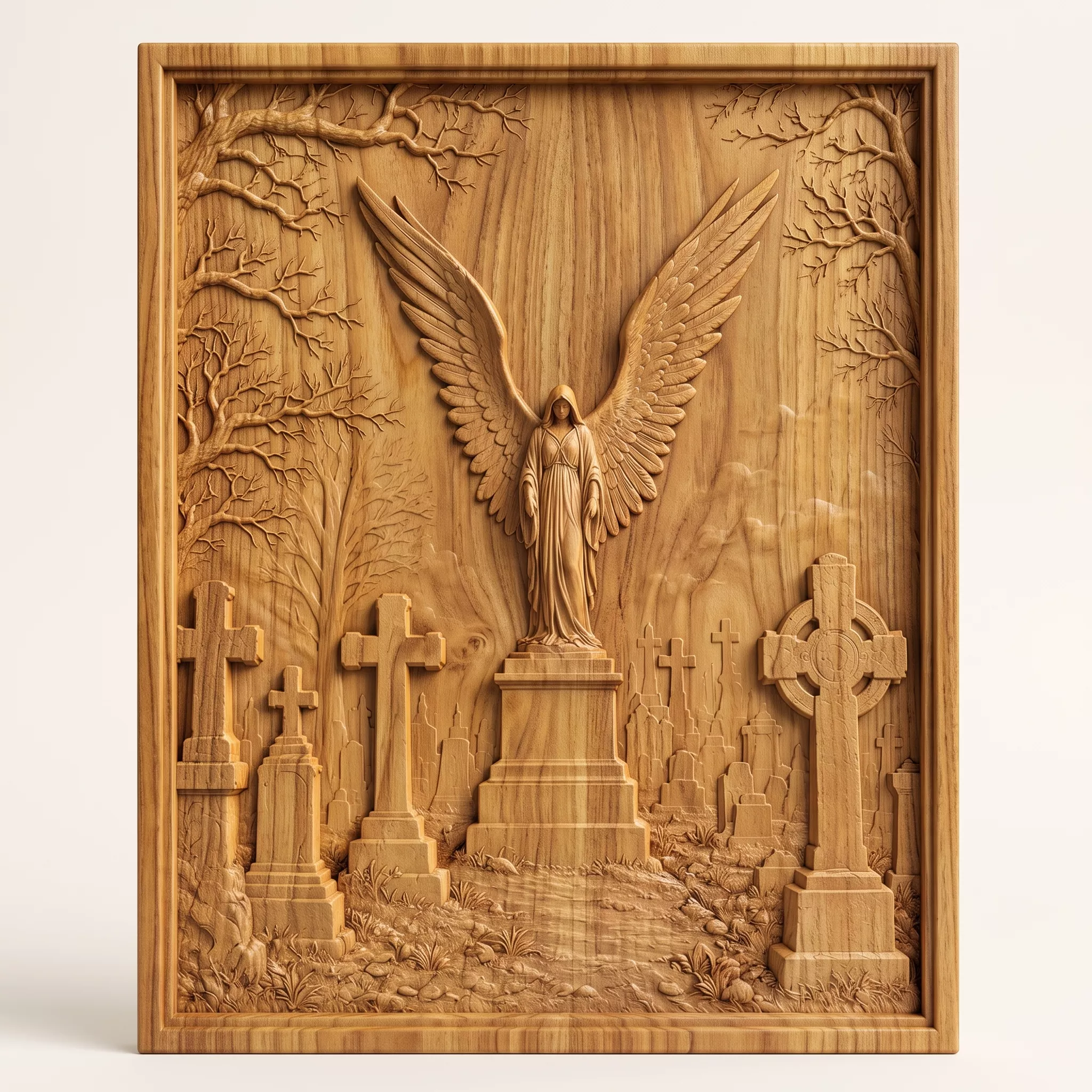 Cemetery Guardian Angel Plaque 3D print model